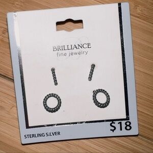Sterling Silver brilliance new Twisted Hoop & line Earrings simplistic